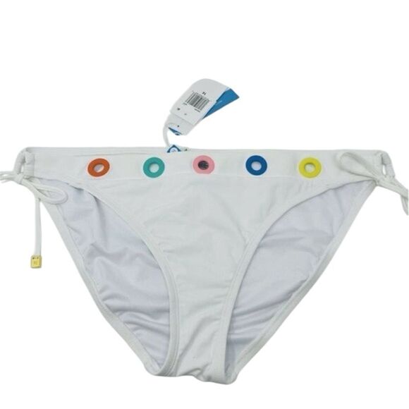 Bleu Rod Beattie NWT Hole in One Side Tie Bikini Bottom in White Multi Size 12 - Picture 5 of 8